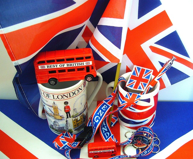 UK flag and mug and bus